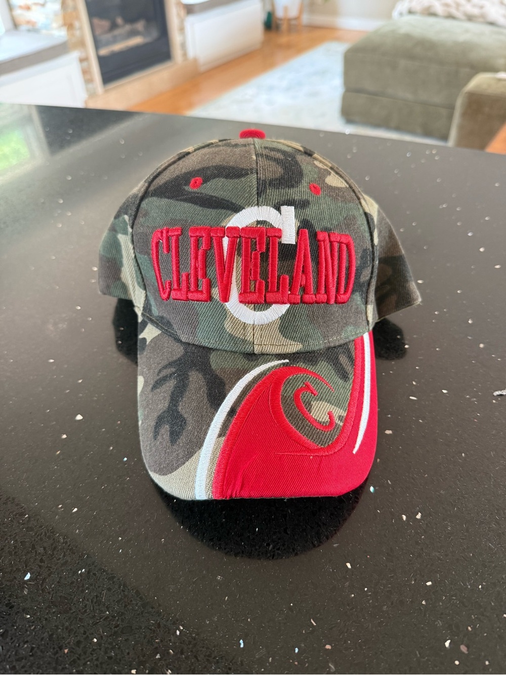 Cleveland Camouflage Baseball Hat with Red Accents - Picture 3 of 5